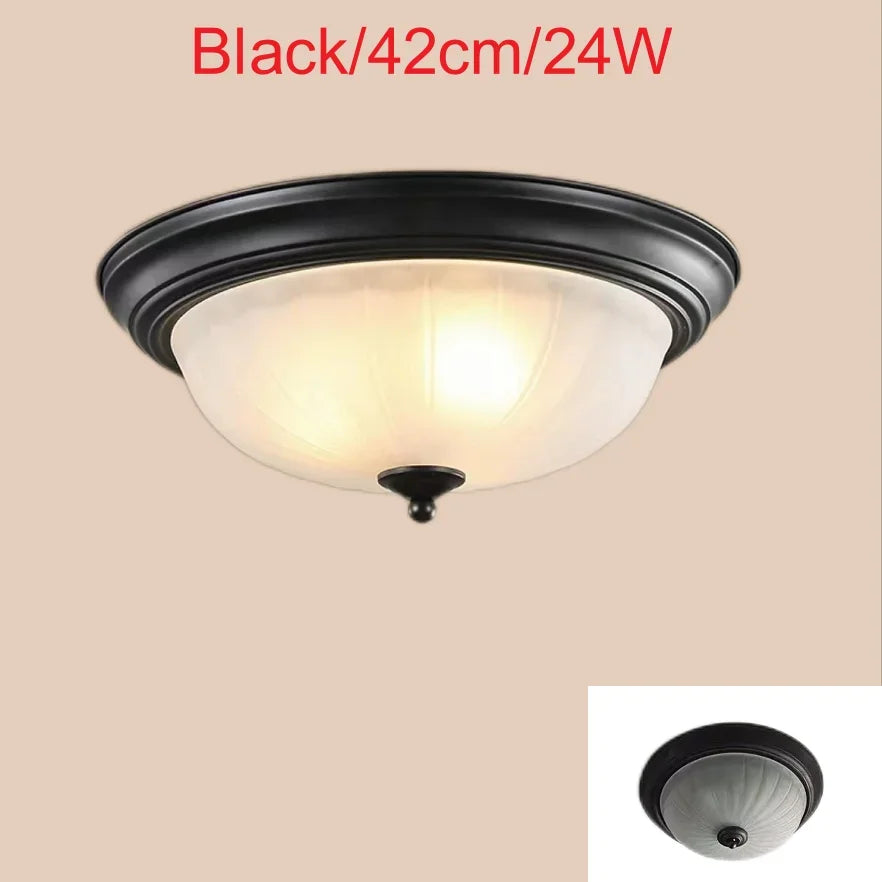 Plafonnier rond or/noir/Bronze plafonnier verre dépoli pour couloir salon cuisine LED lumineuse éclairage 110/220V