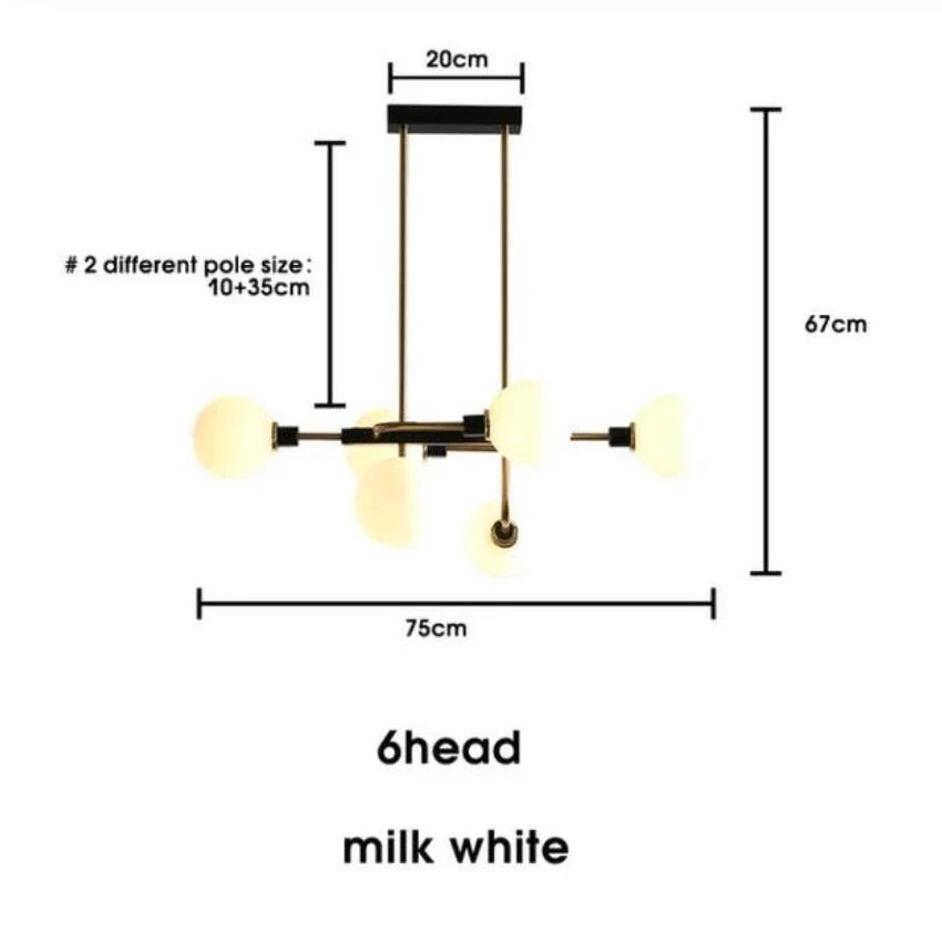 lustre moderne en verre design avec bulles LED décoratif