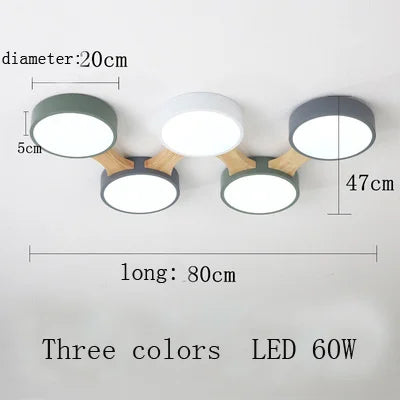 plafonnier moderne en bois avec éclairage led intérieur