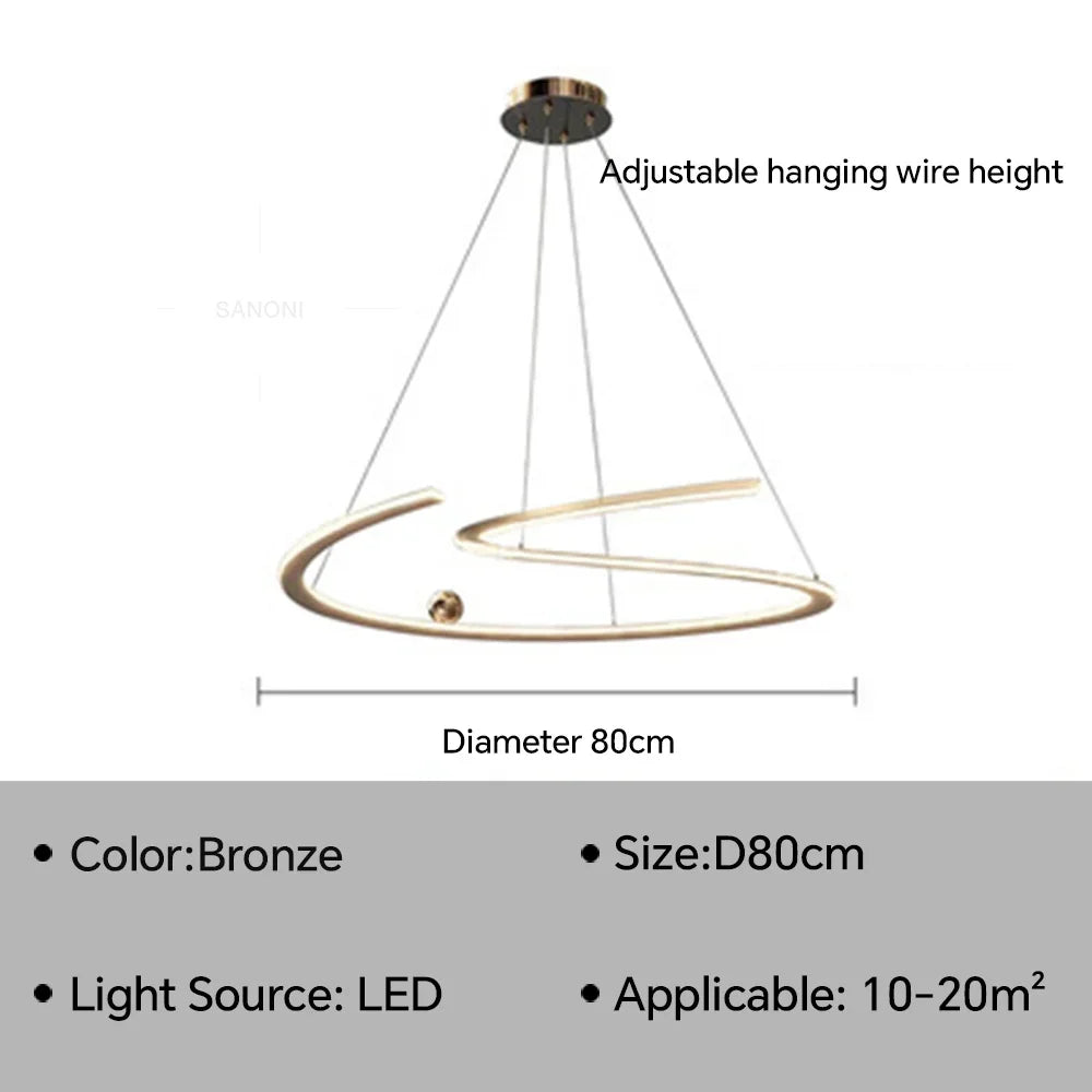 lustre moderne led anneaux pour décoration intérieure