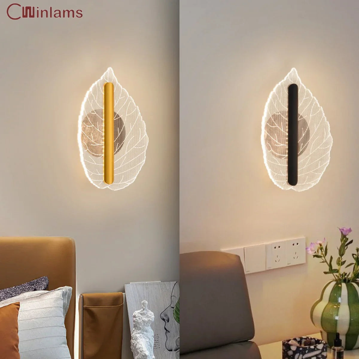 applique murale led en forme de feuille pour éclairage créatif