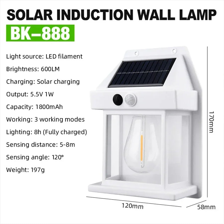 lampe de nuit solaire en tungstène trois modes étanche pour jardin