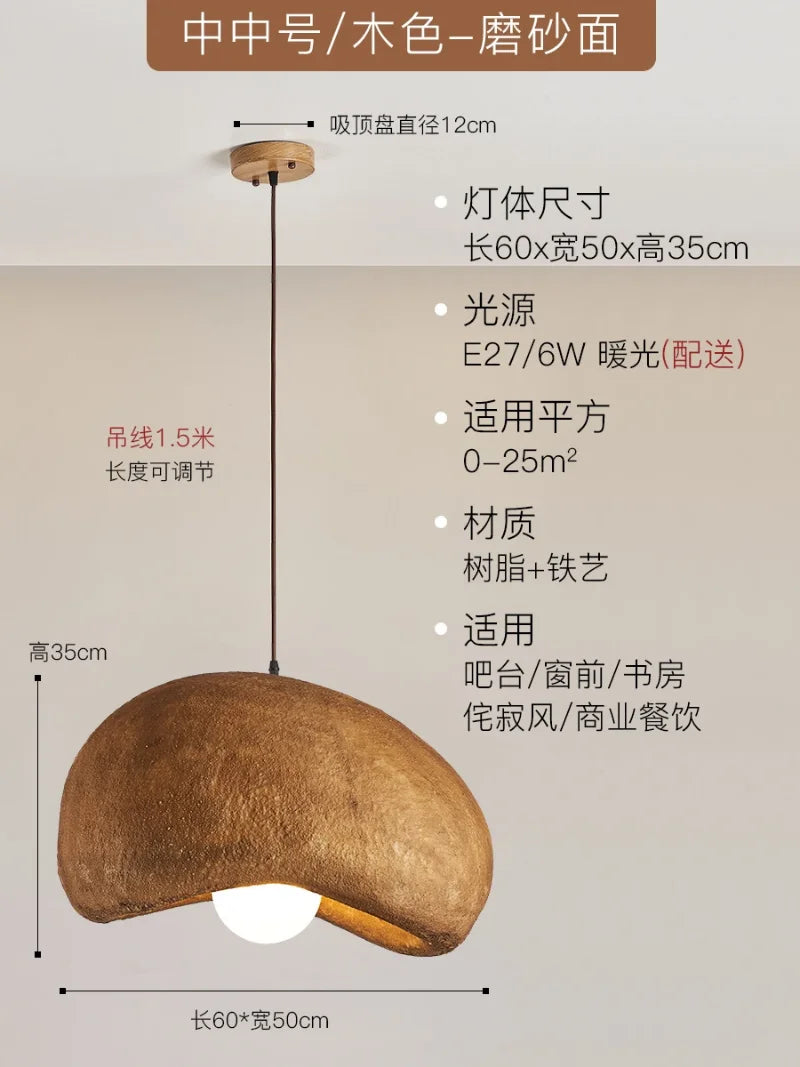 suspension led wabi-sabi nordique en résine pour café loft