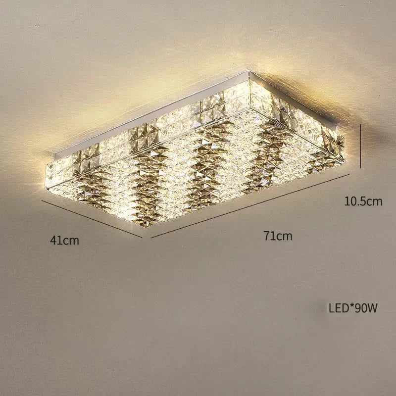 plafonnier led art déco carré cristal design moderne élégant