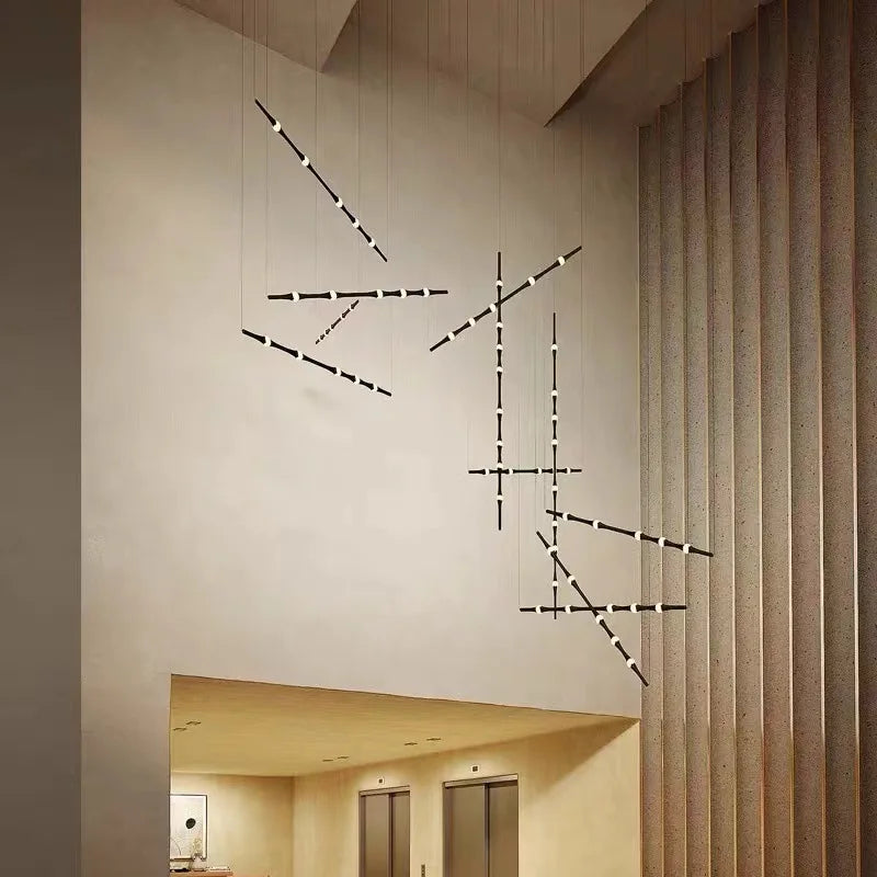 suspension nordique en acrylique design bambou pour décoration intérieure
