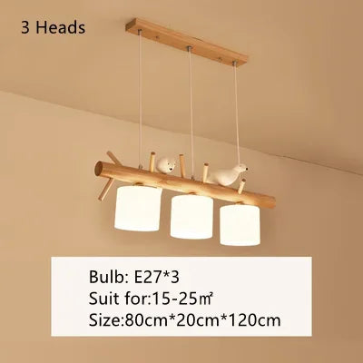 Nordic Solid Wood Birds Chandelier Nordic Log hanglamp Living Room Dining Room Bedroom Bar Indoor Decor Lighting Fixtures