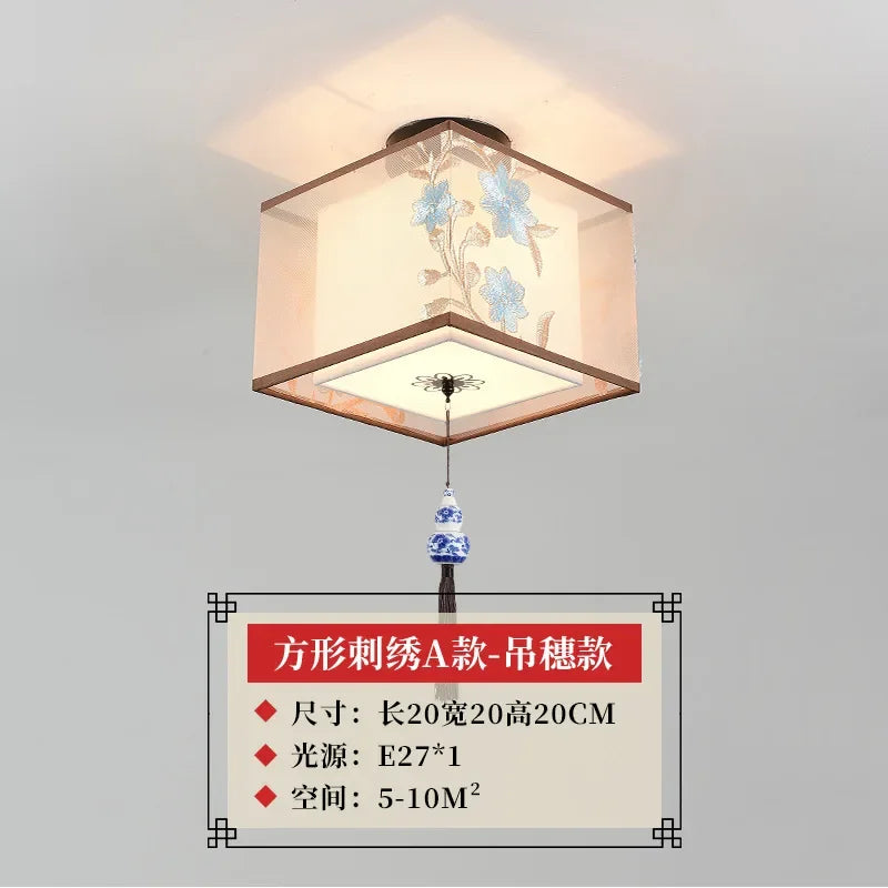 lustre chinois créatif lotus éclairage suspendu peinture décorative