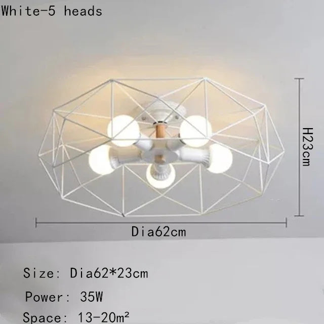 Hot Sale Multiple Heads Geometric Led Ceiling Lamp For Kitchen Item Living Room Bedroom Balcony Decorative Lighting Furniture