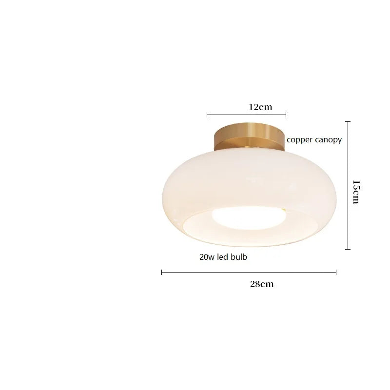 Suspension bauhaus LED en verre et métal doré