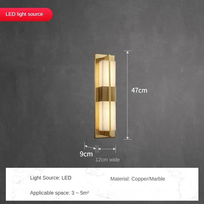 applique murale led en cuivre avec bande de marbre espagnole