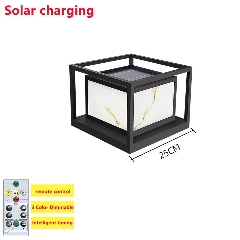 lampe de jardin en marbre solaire étanche pour extérieur