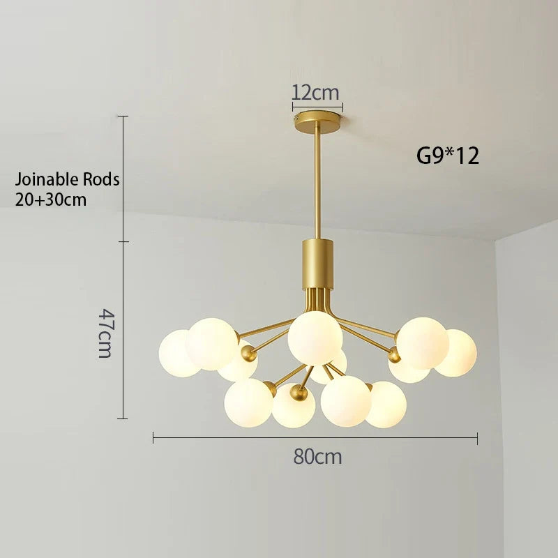 lustre nordique en verre moléculaire pour décoration intérieure
