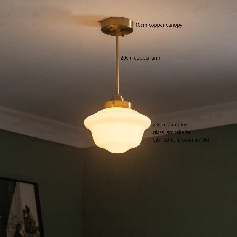 Suspension LED en verre blanc laiteux