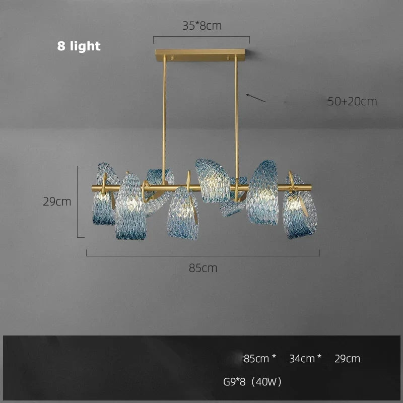 Suspension modernes en verre bleu lampes suspendues design pour couloir Bar chambre lustre Suspension Luminaire éclairage