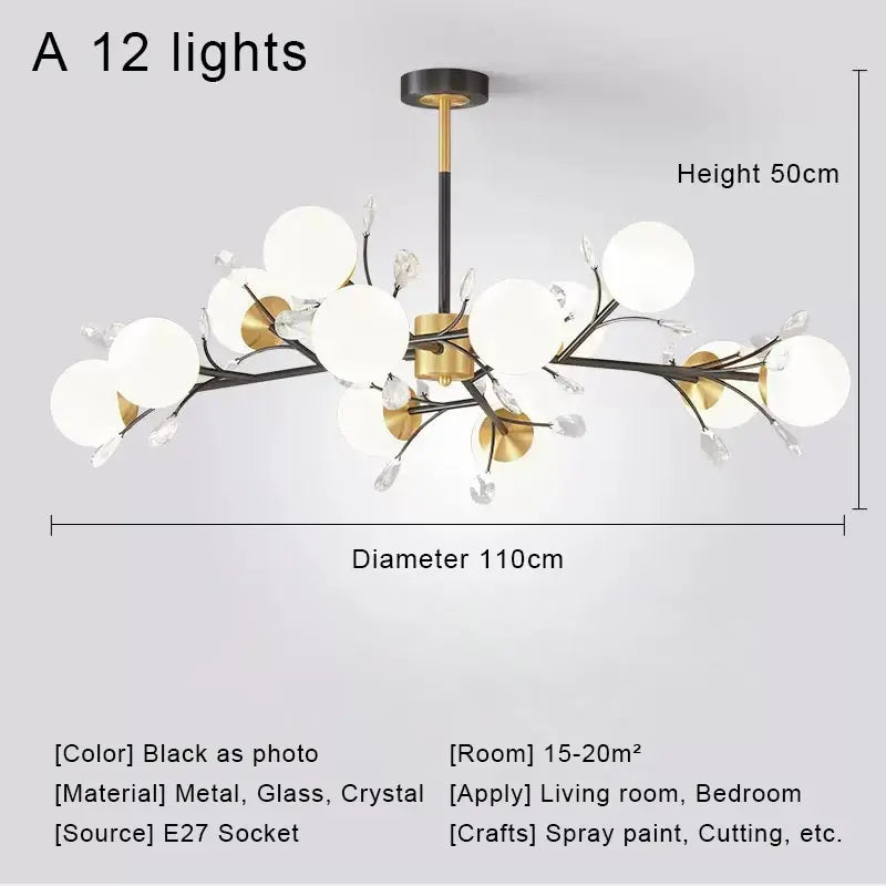 lustre en cristal nordique à led pour décoration intérieure moderne