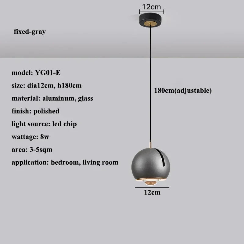 Suspension LED boule ronde moderne avec angle réglable