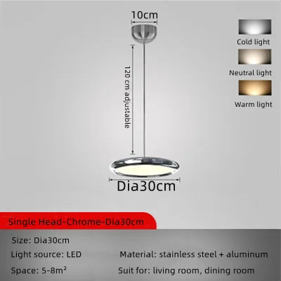 lustre en aluminium led design plaqué circulaire