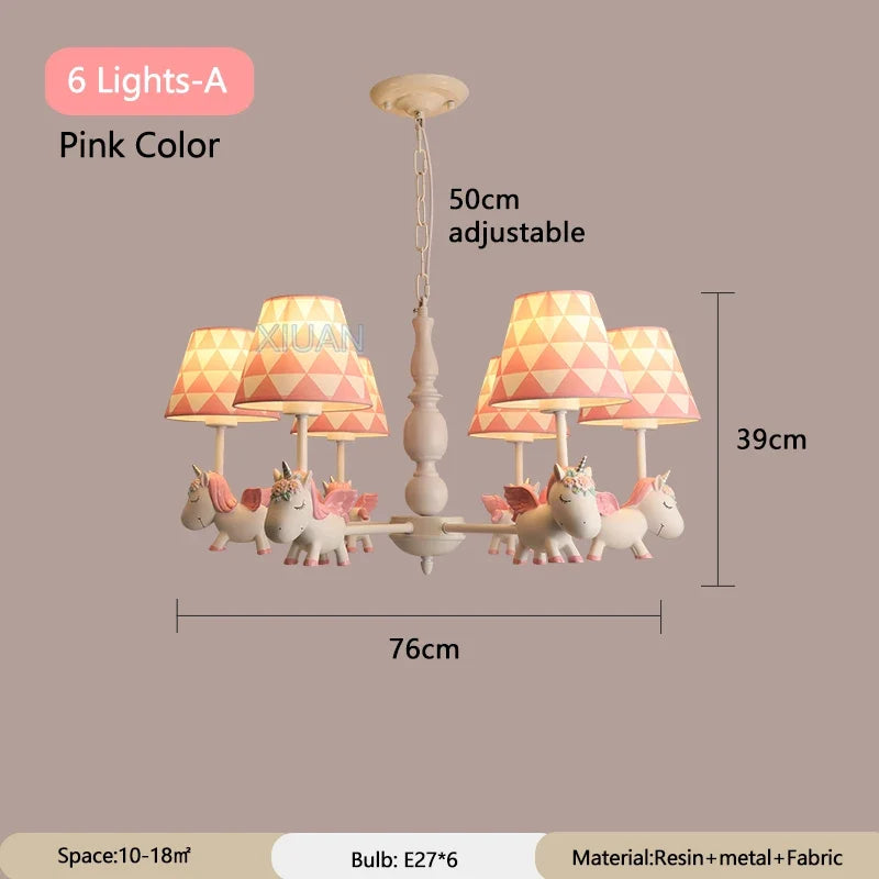lustre licorne dessin animé pour chambre d'enfant suspendu