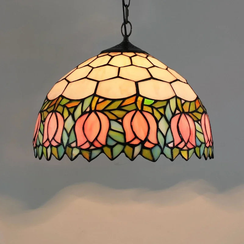 Lustre en verre coloré Tiffany rétro européen