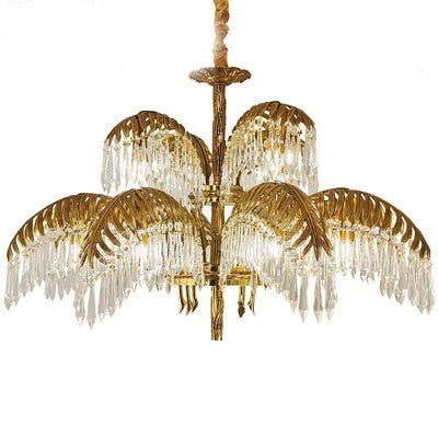 lustre en cuivre avec cristal pour décoration élégante et rétro