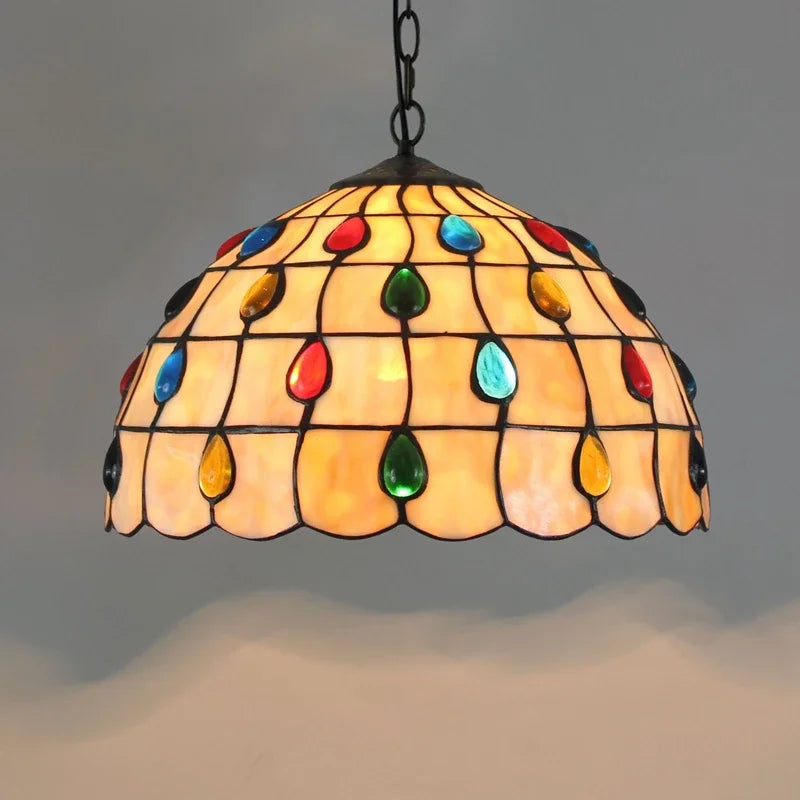 Lustre en verre coloré Tiffany rétro européen