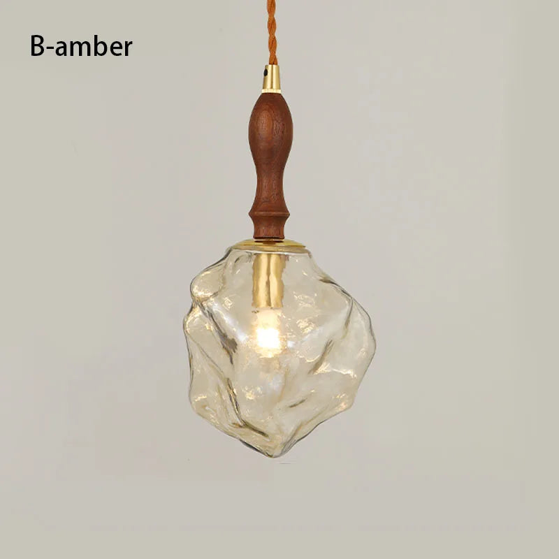 Lava Ice Cube Walnut Glass Bedside Chandelier, Lava Glass Table Lamp for Hallway Entry Bedroom Living Room Lighting  Home Light