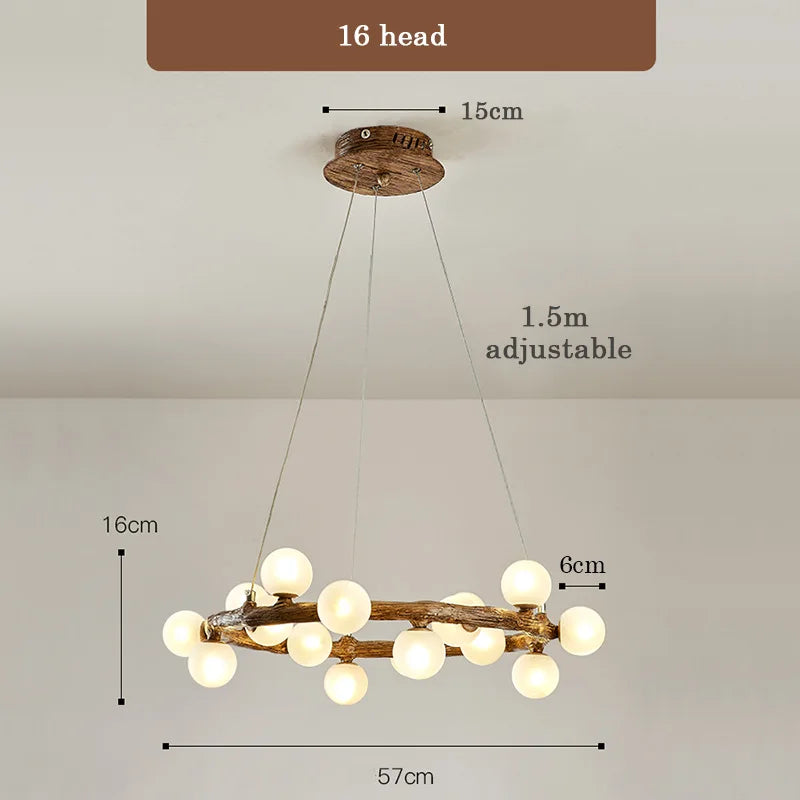 lustre de style wabi-sabi en bois artificiel pour intérieur