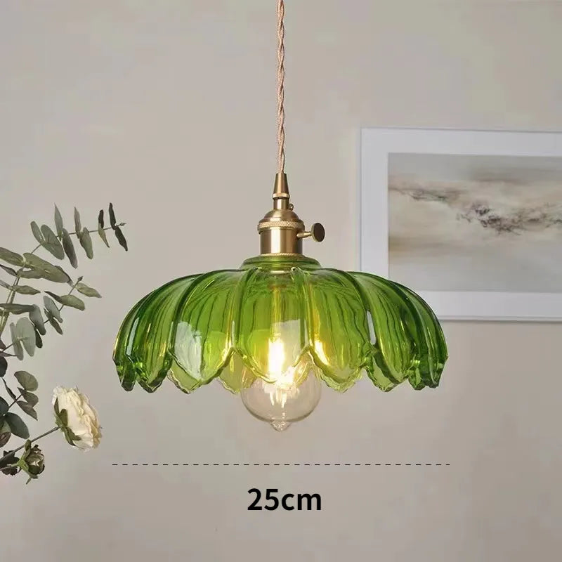 Suspension fleur en verre coloré moderne
