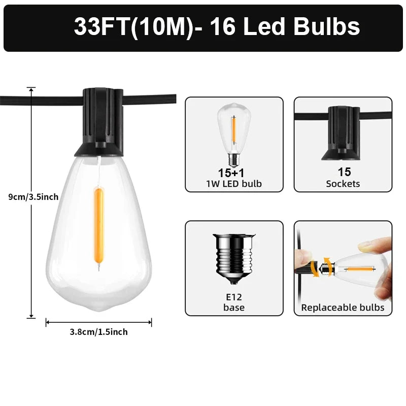 guirlande lumineuse led étanche pour décoration extérieure jardin et mariage