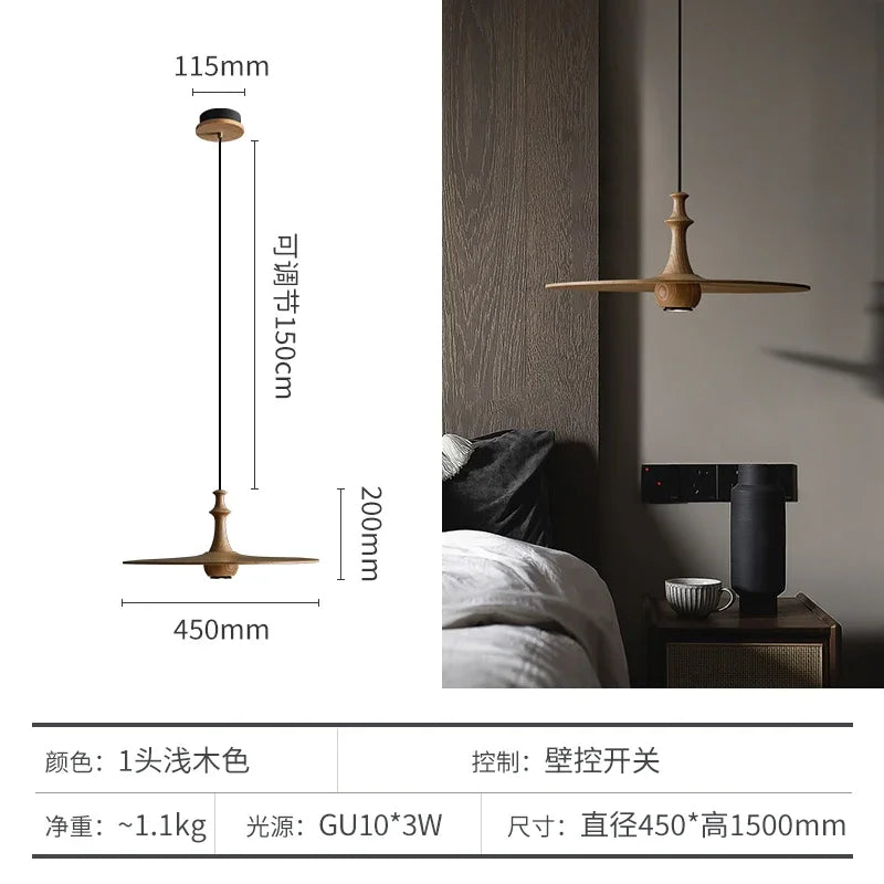suspension soucoupe volante en bois design minimaliste pour intérieur