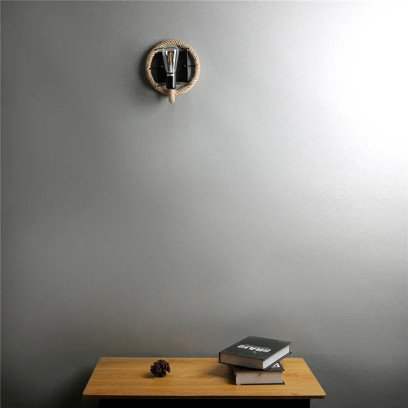 applique murale rétro en corde de chanvre pour intérieur