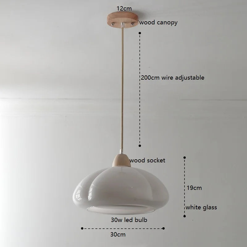 suspension citrouille verre led style japonais vintage bois
