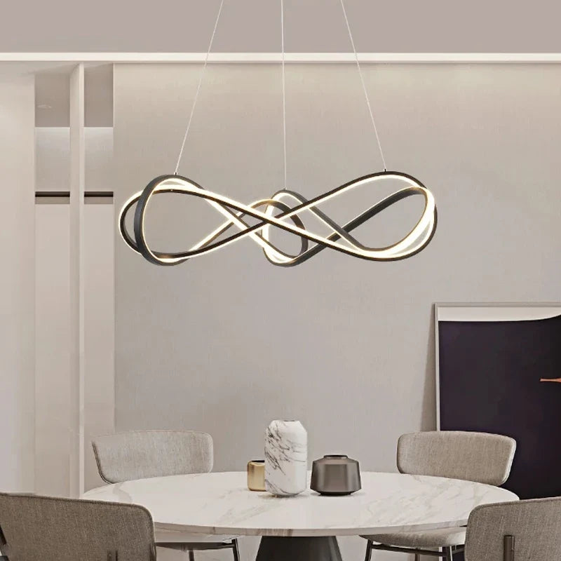 lustre led moderne avec télécommande design élégant et courbé