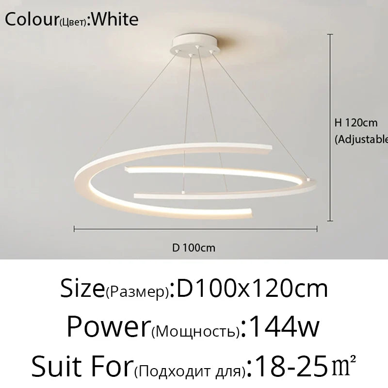 Lustre moderne simple design nordique anneau restaurant