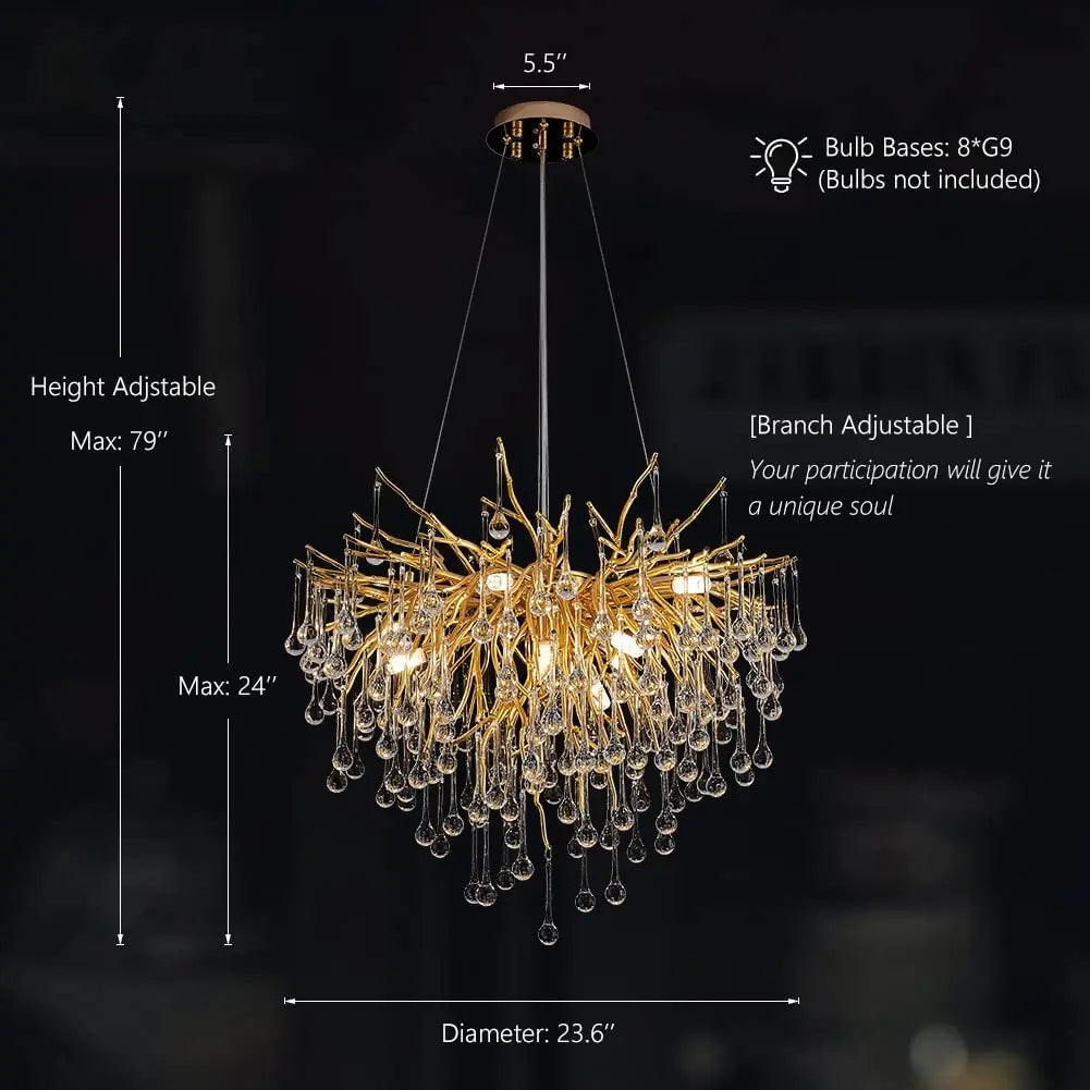 lustre moderne cristal goutte de pluie design élégant pour intérieur décoratif