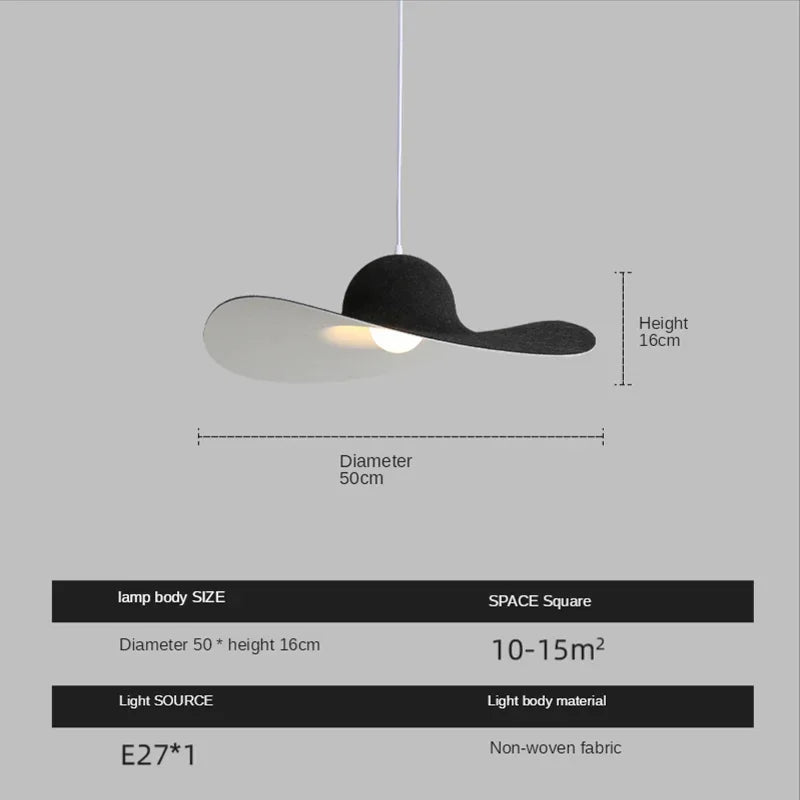Felt Pendant Lamps Nordic Hat Chandelier Ceiling Hanging Light for Living Dining Room Bedroom