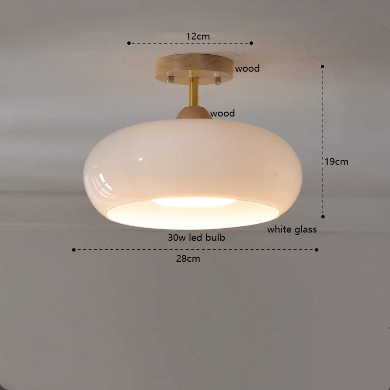 suspension citrouille verre led style japonais vintage bois