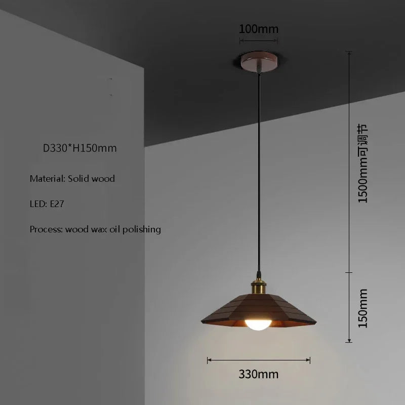 lustre moderne en bois massif éclairage pour restaurant et bar
