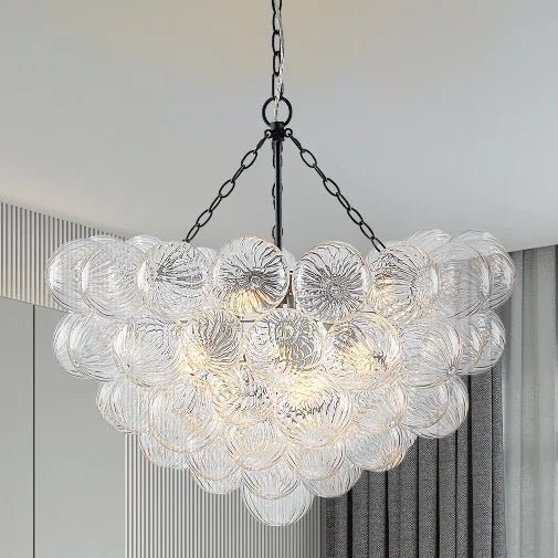 lustre suspendu à bulles de verre design moderne pour intérieur élégant