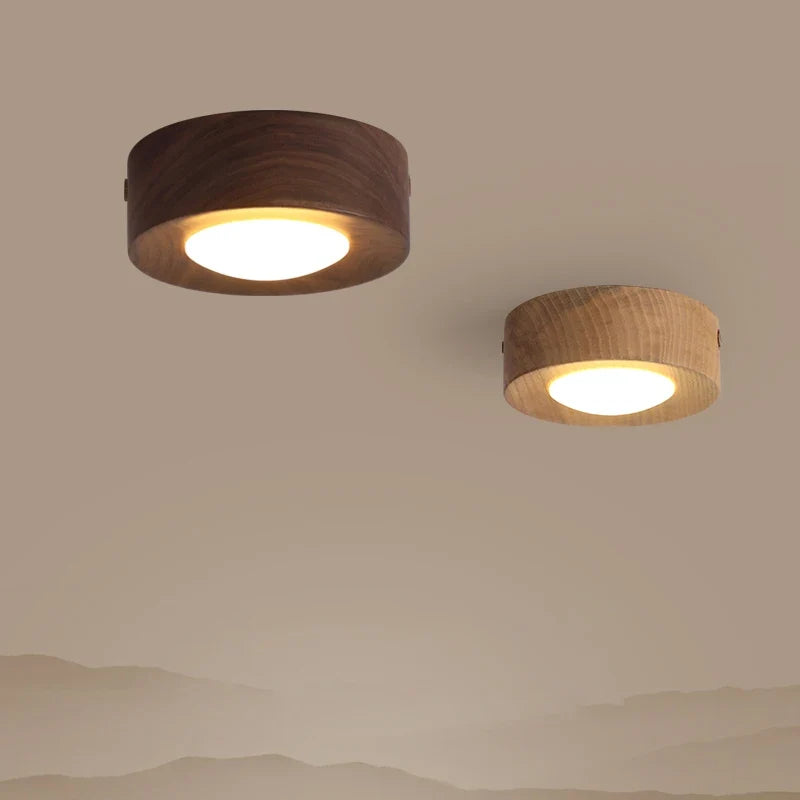 plafonniers en noyer et frêne led pour éclairage décoratif
