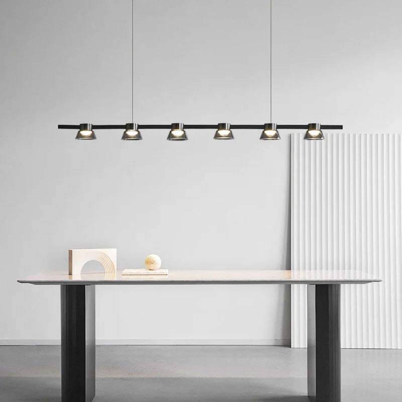 Nordic minimalist strip glass Led Dining Room Ceiling Chandelier Dining Room Bar Kitchen Island decorated hanging light fixtures