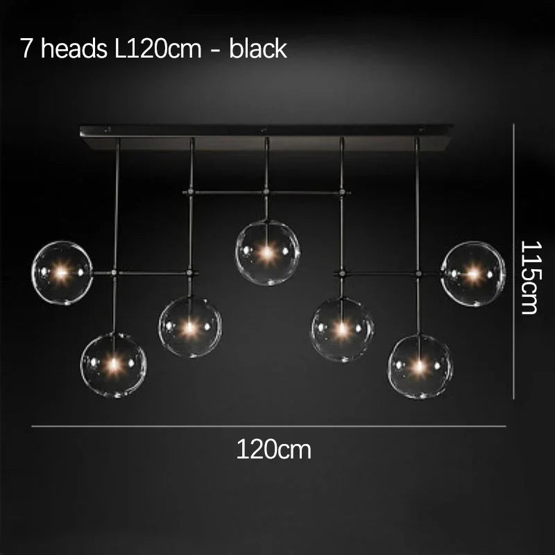 SANDYHA Art moderne boule de verre lustres Design nordique noir or lampe à LED pour salon chambre décor à la maison suspension