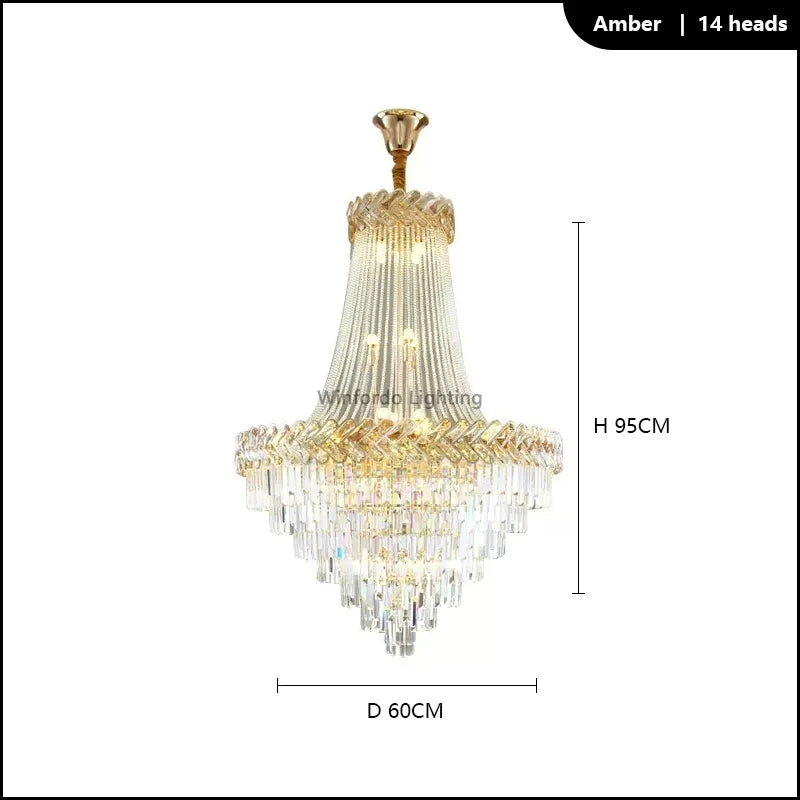 lustre led en cristal design moderne pour villa duplex