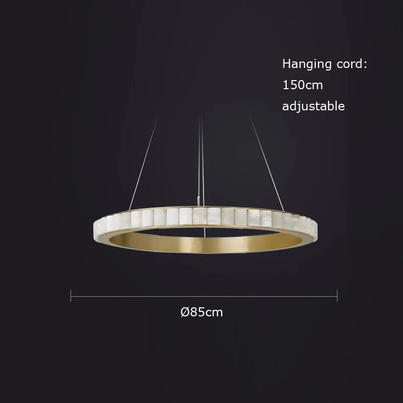suspension ronde en marbre et acier inoxydable élégant