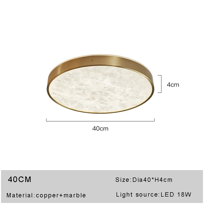 plafonnier led en marbre au design moderne en cuivre brossé