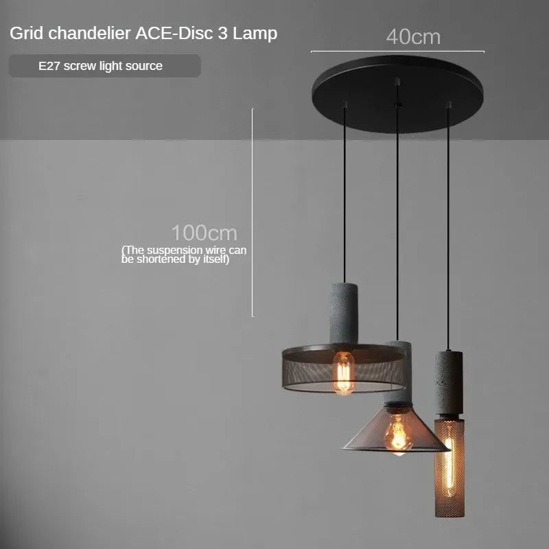 lampes suspendues en ciment pour loft industriel abat-jour en fer forgé