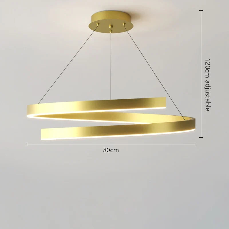 lustre à anneau simple moderne en fer doré avec éclairage LED intérieur