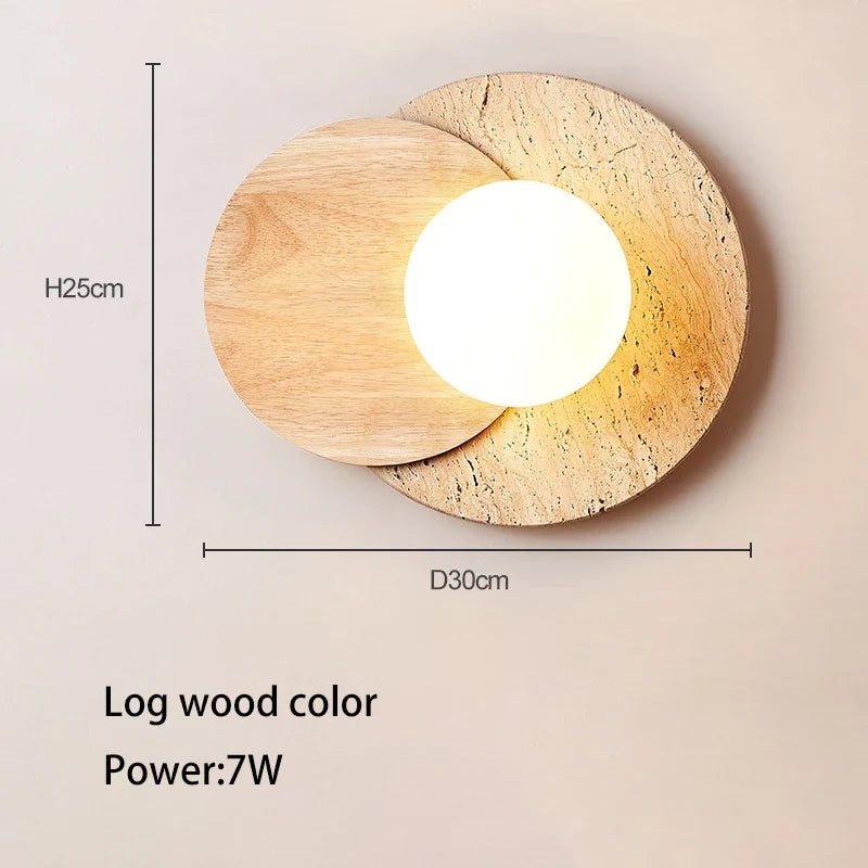 Applique murale design ronde Led Style pierre couleur crème