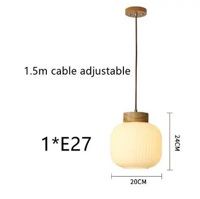 Suspension en verre blanc lampe suspendue de simplicité japonaise pour salon chambre salle à manger Loft lampe suspendue en bois