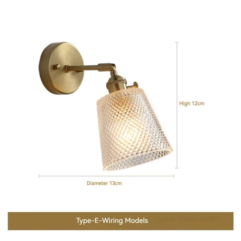 applique murale led scandinave en verre et laiton avec interrupteur à batterie